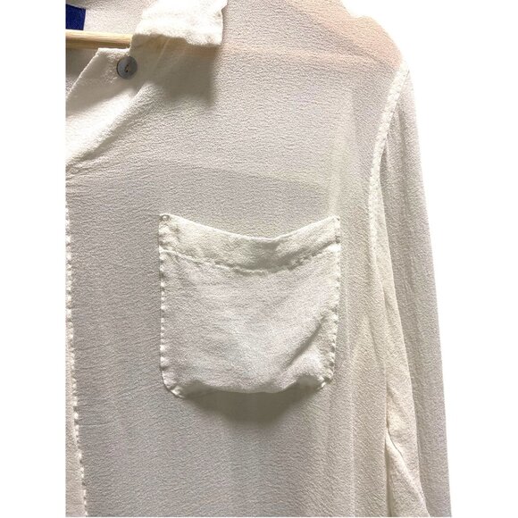 Boston Proper Vintage Silk Button Down Blouse White Size 14 Quiet Luxury Flowy - Picture 7 of 11